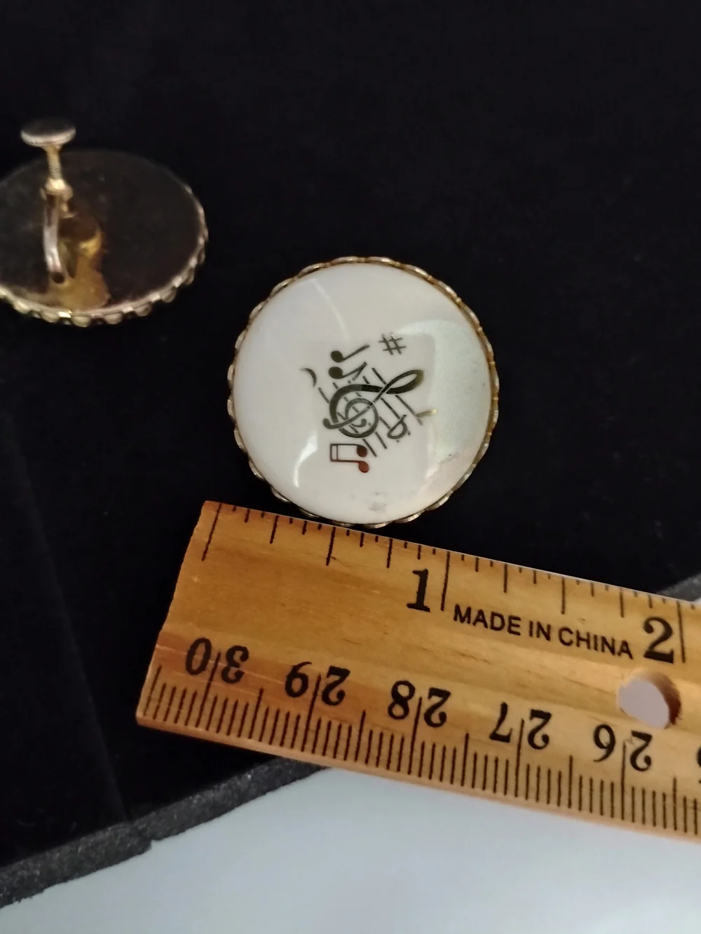 White Music Note Ceramic Accent Clip on Earrings